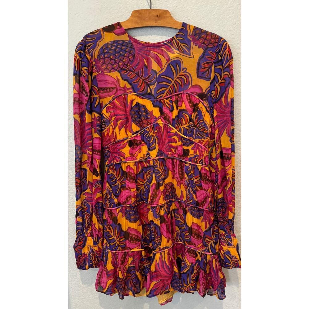 Farm Rio Fruit Dream Long-Sleeve Mini Dress Size Medium - Picture 14 of 16